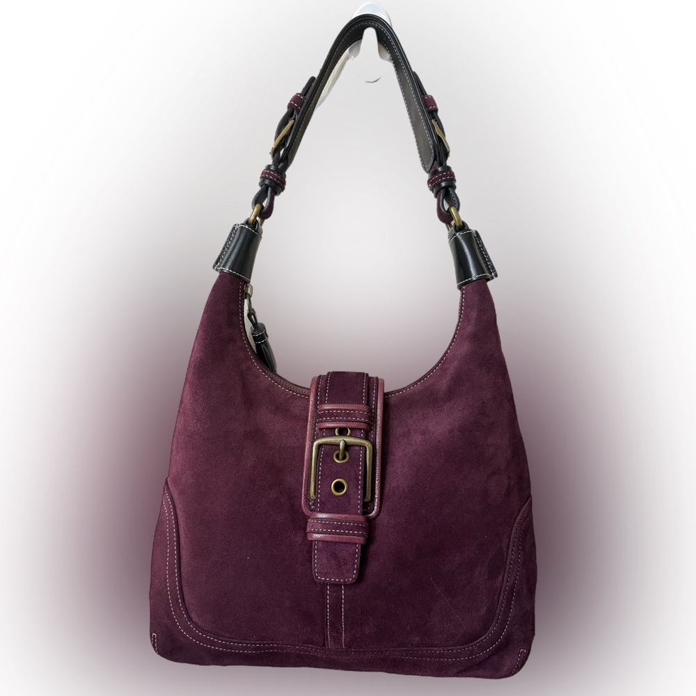 Vintage Coach Deep Purple Suede Hobo Bag: #7472